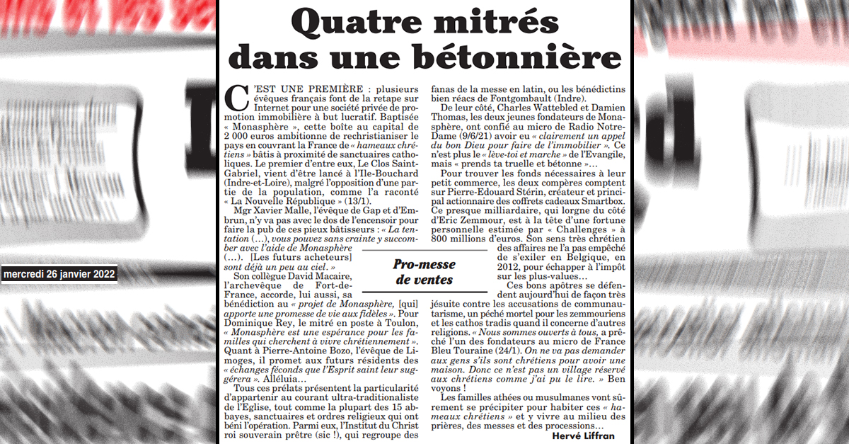 Monasphère dans le Canard Enchainé.